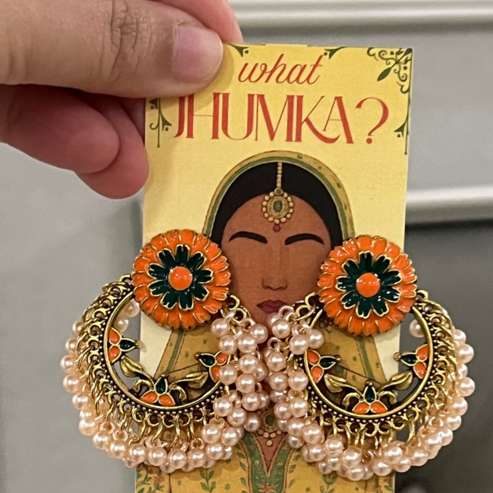 Elegant Orange and Gold Earrings